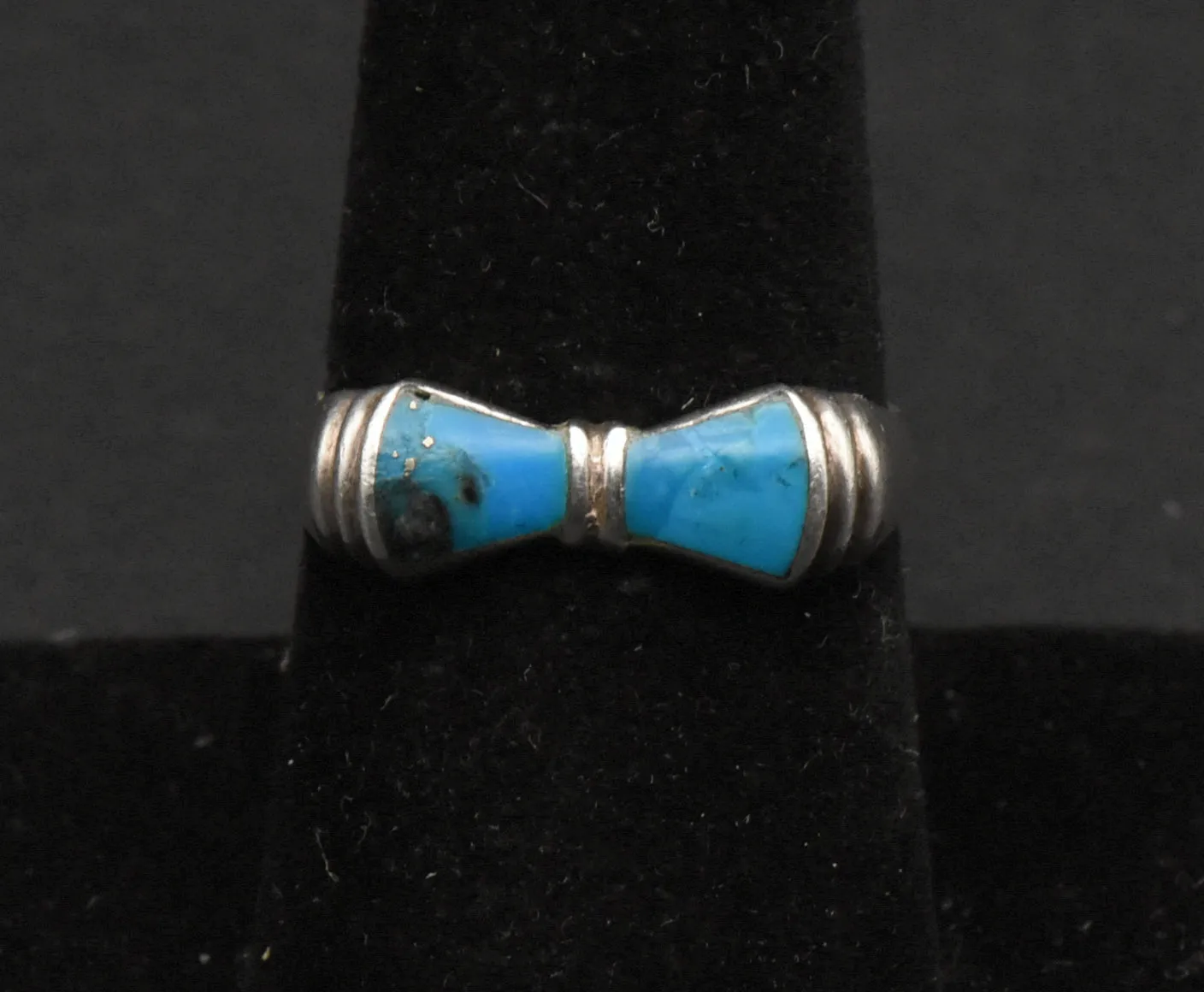 Vintage Sterling Silver Pyrite-Included Turquoise Ring - Size 8