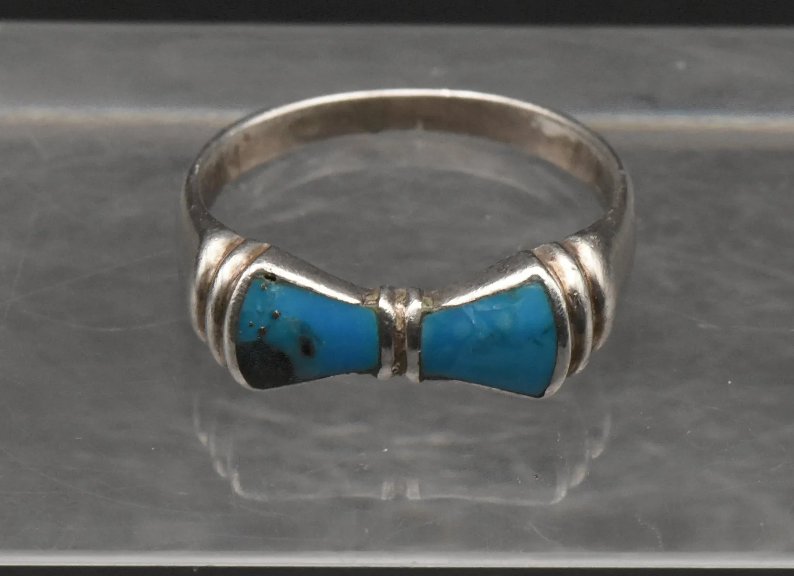 Vintage Sterling Silver Pyrite-Included Turquoise Ring - Size 8