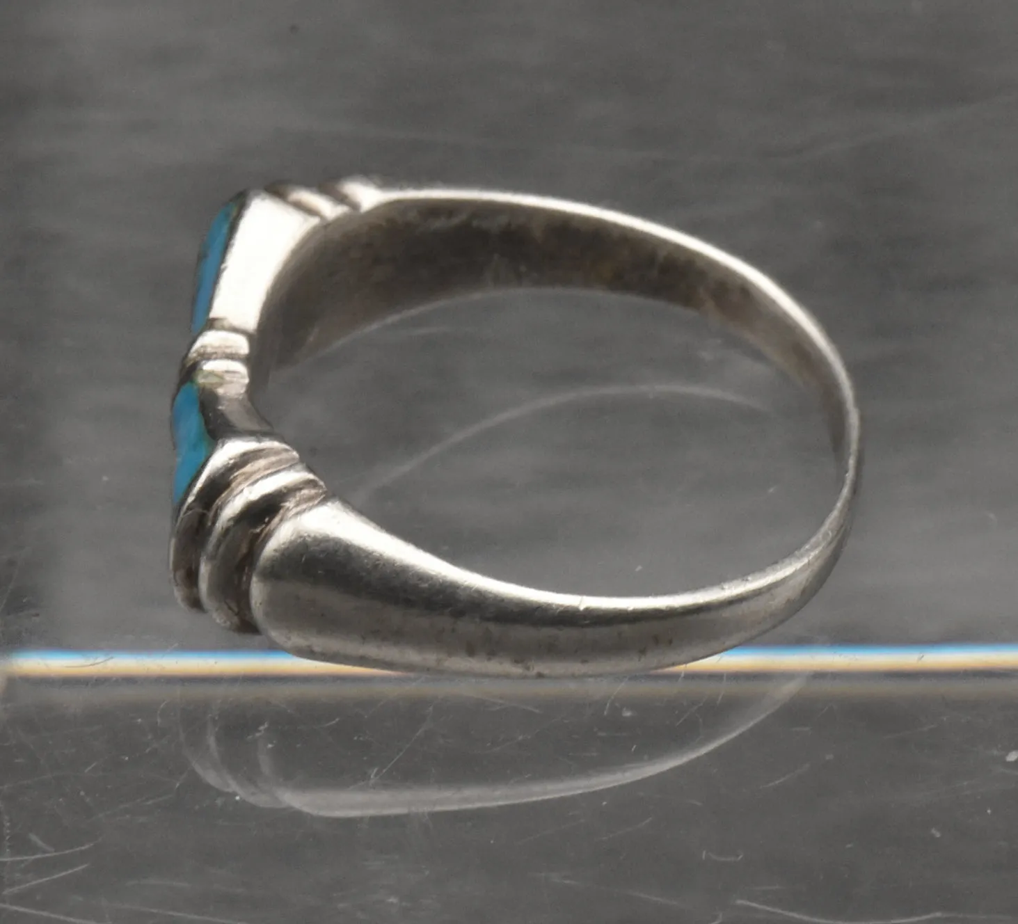 Vintage Sterling Silver Pyrite-Included Turquoise Ring - Size 8