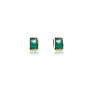 Zoya Emerald Bezel Set Studs, 14K