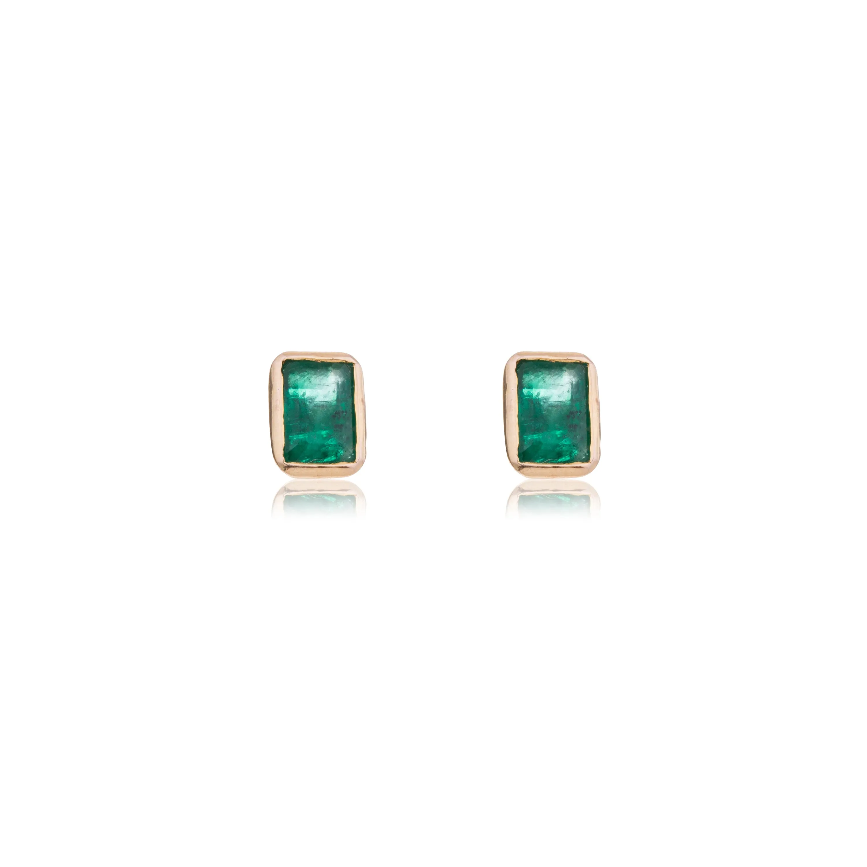 Zoya Emerald Bezel Set Studs, 14K